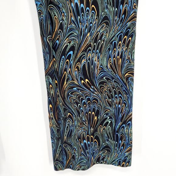 Soft Surroundings Marbled Peacock Print Pants Multicolored Womens Size L Petite - Picture 4 of 8